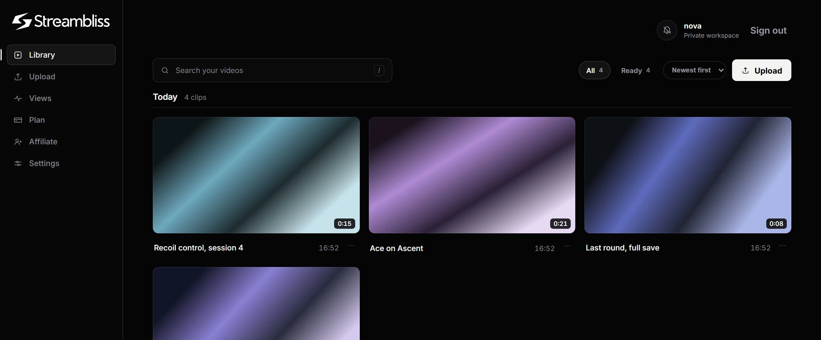 The Streambliss library in a browser