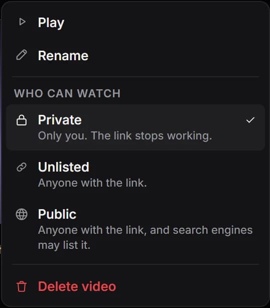 Choosing who can watch a video